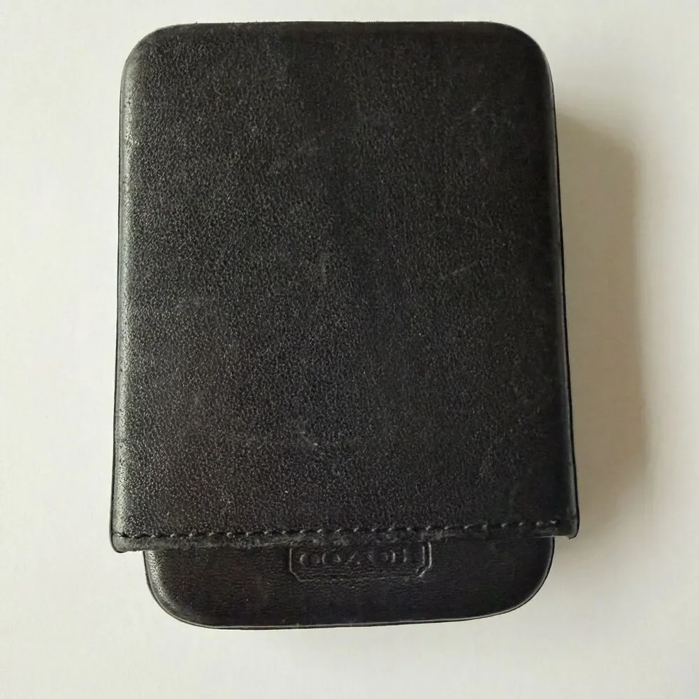 Coach Black Leather 2-Piece Slide Structured Business Card Holder Case Wallet